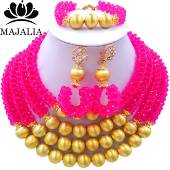 Majalia Fashion Hot pink Nigerian Wedding African Jewelry Set Crystal Necklace Bride Jewelry Sets Free Shipping 3LI014
Majalia Fashion Hot pink Nigerian Wedding African Jewelry Set Crystal Necklace Bride Jewelry Sets Free Shipping 3LI014