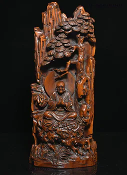 

christmas 8 China Buddhism Boxwood Wood Carved Arhat Damo Bodhidharma Dharma Buddha Statue halloween