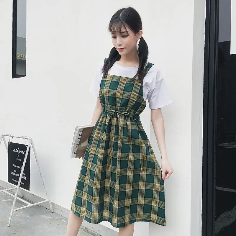 Women Summer Cotton Linen Plaid Strap Dress Sundress Mori Girl Preppy Style High Waist Strappy Dress Vestidos
Women Summer Cotton Linen Plaid Strap Dress Sundress Mori Girl Preppy Style High Waist Strappy Dress Vestidos