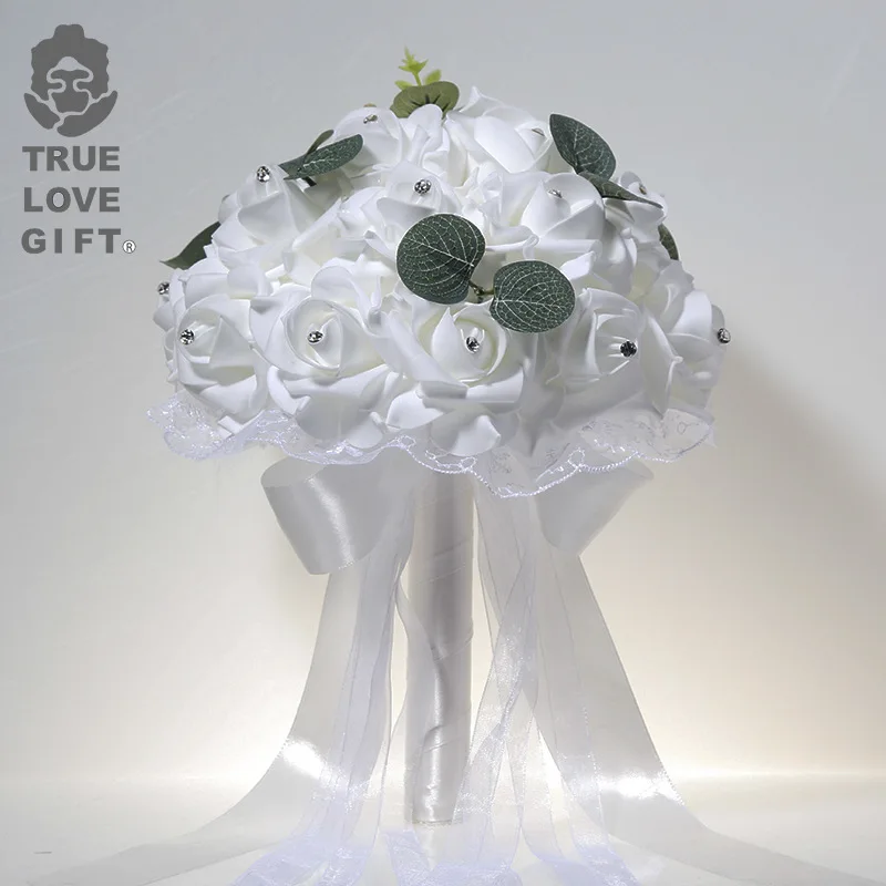Bridal Foam Artificial Flower Bouquet Crystal European White Rose Flowers Home Decoration Handmade Wedding Bouquets 
Bridal Foam Artificial Flower Bouquet Crystal European White Rose Flowers Home Decoration Handmade Wedding Bouquets