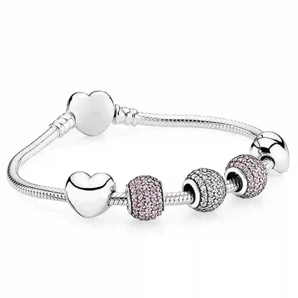 Fanier 100% 925 Sterling Silver Pave Bola Charme Frightened Bracelet With Heart -shaped Close Gift Day Parade
Fanier 100% 925 Sterling Silver Pave Bola Charme Frightened Bracelet With Heart -shaped Close Gift Day Parade