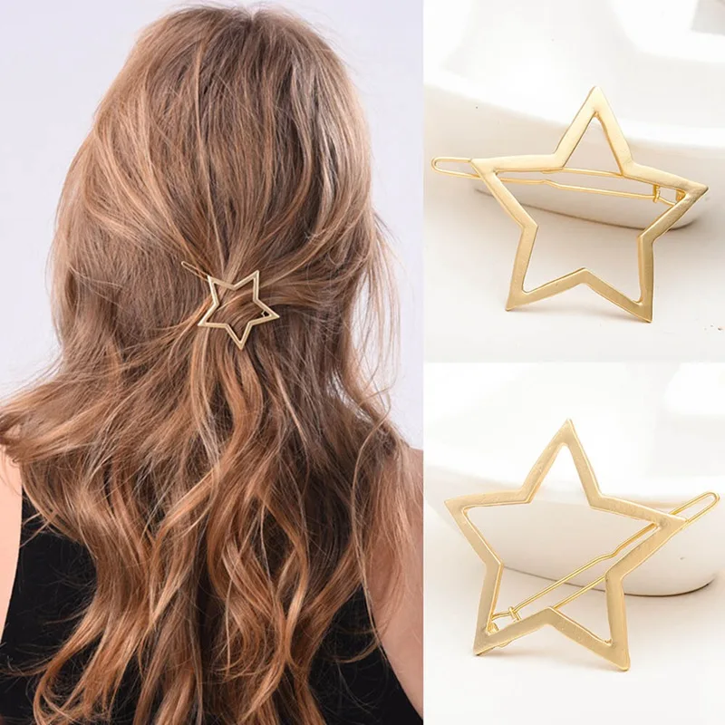 Silver Pentagram Gifts Headdress Hair Clip Crystal Barrettes Stars Hairpins