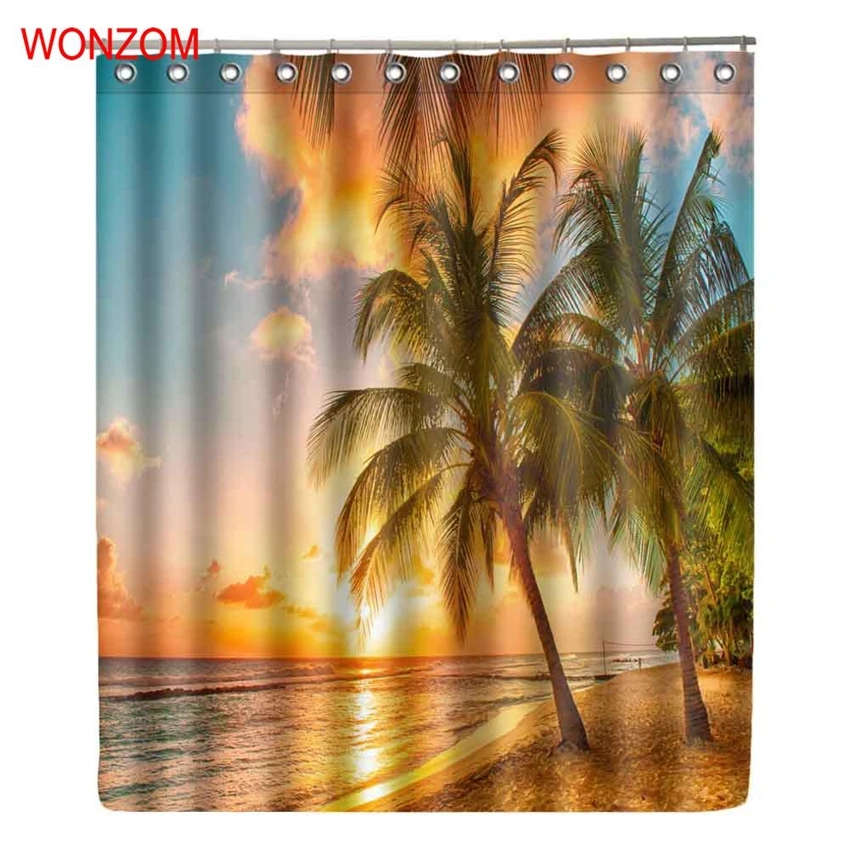 WONZOM Sunset Beach Tree Shower Curtains Bathroom Waterproof Accessories With 12 Hooks For Decor Modern Landscape Bath Curtain
WONZOM Sunset Beach Tree Shower Curtains Bathroom Waterproof Accessories With 12 Hooks For Decor Modern Landscape Bath Curtain
