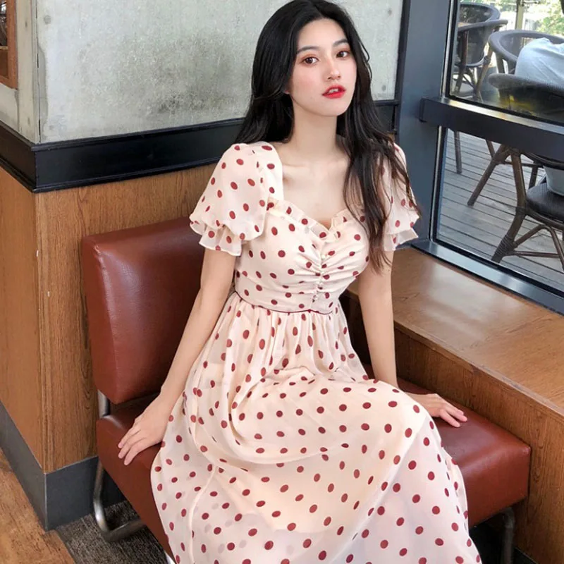Lychee Girls Retro Ruffle Polka Dot Lady Dress Short Sleeve Square Collar High Waist Loose Spring Summer Women Long Dress
Lychee Girls Retro Ruffle Polka Dot Lady Dress Short Sleeve Square Collar High Waist Loose Spring Summer Women Long Dress
