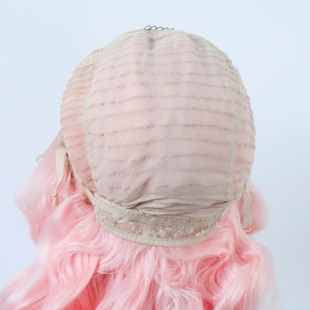 Long Loose Wave Wig Baby Pink Synthetic Lace Front Wigs Heat Resistant Fiber Soft Hair for Women -4