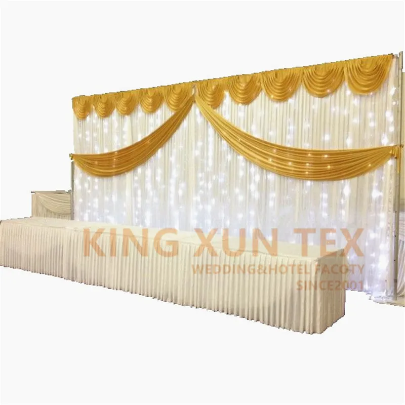 Event Party Ice Silk Backdrop Curtain With Drapery Valance Stage Background Include Led Light Wedding Decoration
Event Party Ice Silk Backdrop Curtain With Drapery Valance Stage Background Include Led Light Wedding Decoration
