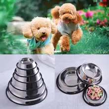 נירוסטה קערת חתול מחמד אין טיפ לא להחליק צלחת קערת כלב כלבלב מחמד מזון או מים(China)