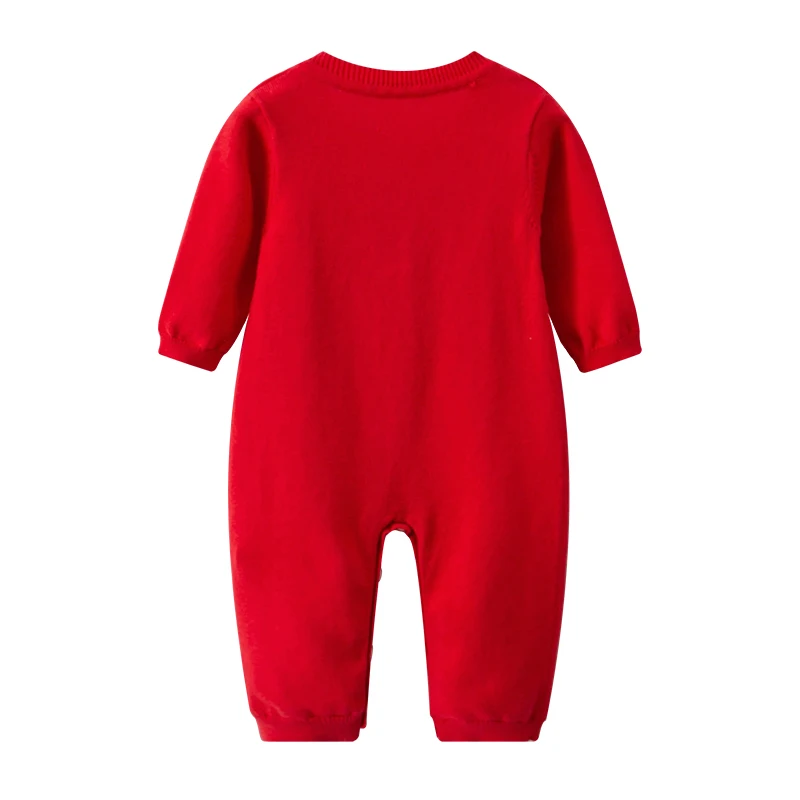 Одежда для маленьких девочек Вязаный комбинезон малышей Комбинезоны Красный