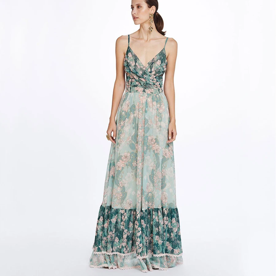 Boho Summer Dress 2019 Beach Cascading Women Dress Street Style Sling Sleeveless Maxi Dress V-neckline Floral Print Vestidos New
Boho Summer Dress 2019 Beach Cascading Women Dress Street Style Sling Sleeveless Maxi Dress V-neckline Floral Print Vestidos New