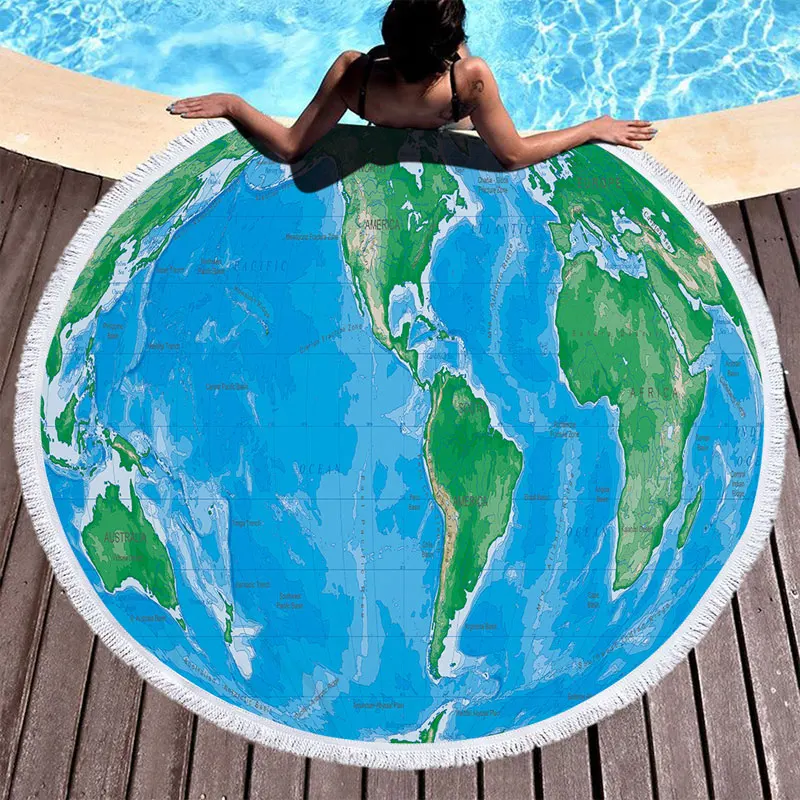 Earth World Map Printed Large Beach Towel Tassels Thick Round Circle Microfiber Fabric For Yoga Picnic Blanket Shawl Carpet
Earth World Map Printed Large Beach Towel Tassels Thick Round Circle Microfiber Fabric For Yoga Picnic Blanket Shawl Carpet