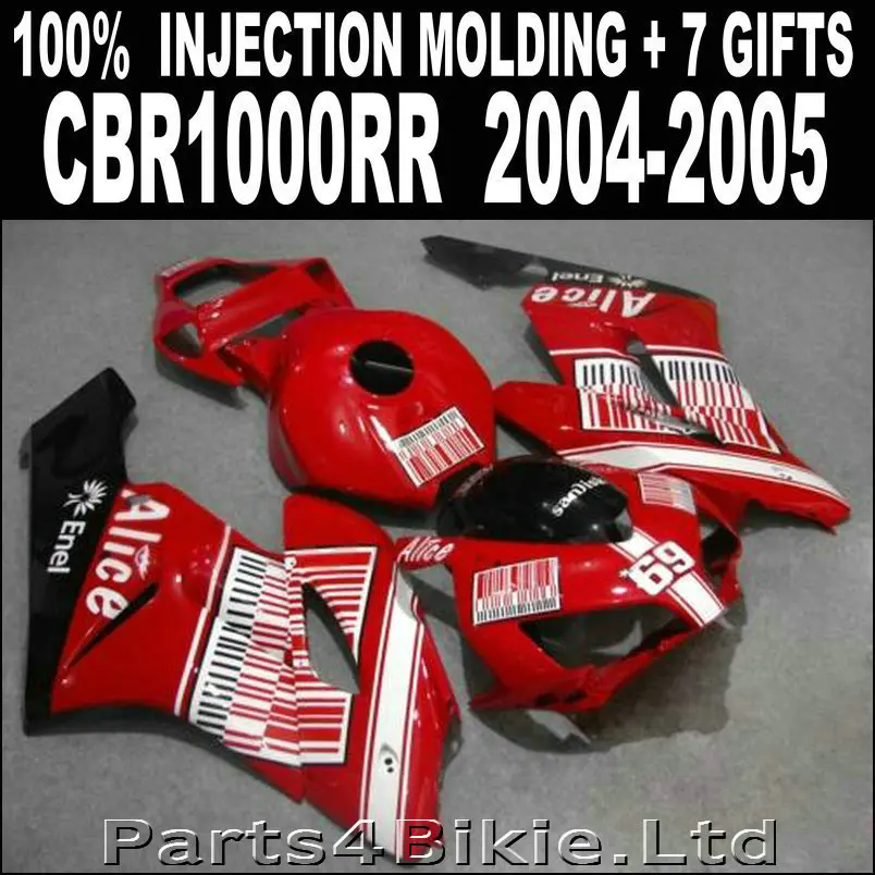Hot sale injection mold for HONDA CBR 1000 RR fairings 2004 2005 fairing red white black ALICE cbr1000rr 04 05 kits TJ785
Hot sale injection mold for HONDA CBR 1000 RR fairings 2004 2005 fairing red white black ALICE cbr1000rr 04 05 kits TJ785