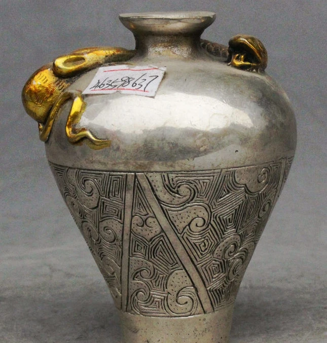 Marked Chinese Silver Gilt Snake Mouse Statue Figurine Bottle Vase Pot Jar Crock
Marked Chinese Silver Gilt Snake Mouse Statue Figurine Bottle Vase Pot Jar Crock