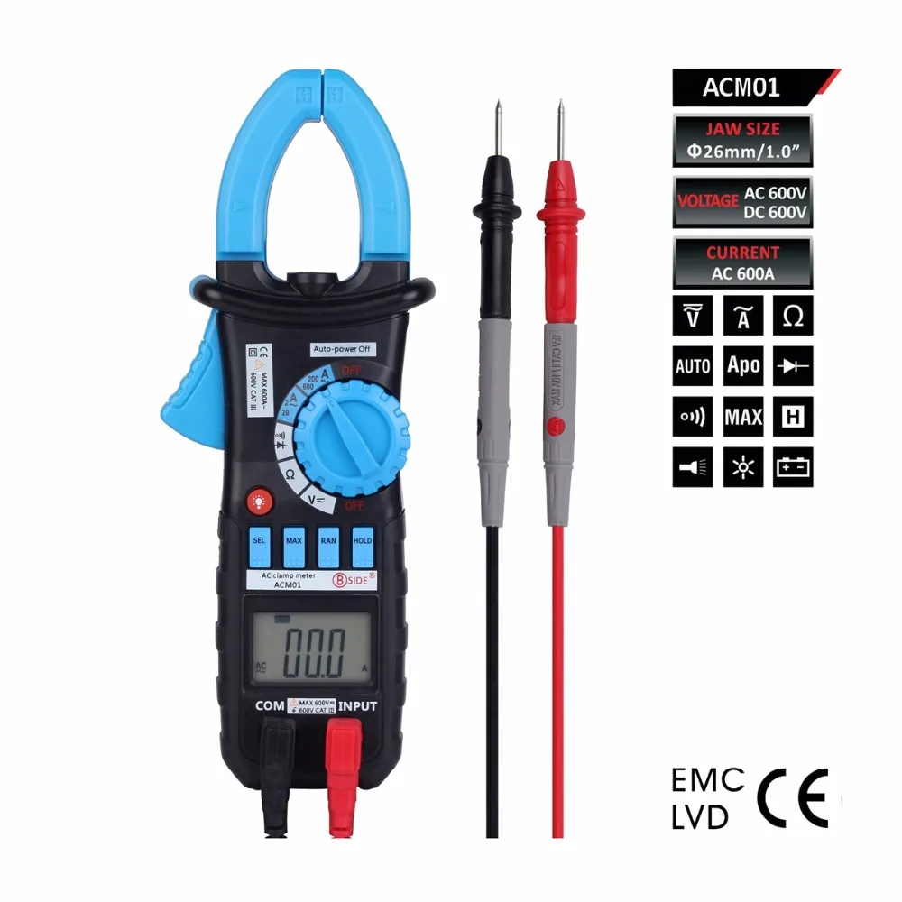 Auto Range Clamp Meter AC DC Current Voltage Resistance Tester Clamp Meters With Backlight Digital Multimeter
Auto Range Clamp Meter AC DC Current Voltage Resistance Tester Clamp Meters With Backlight Digital Multimeter