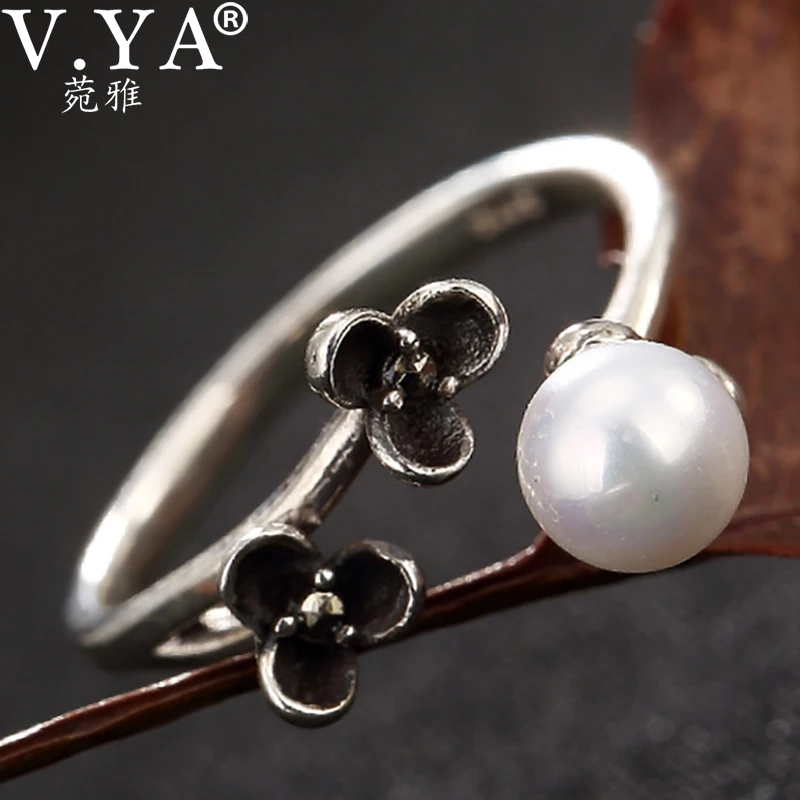 V.YA Real 925 Sterling Silver Vintage Pearl Rings Fashion Jewelry Adjustable Ring Thai Silver Rings for Women Bijoux
V.YA Real 925 Sterling Silver Vintage Pearl Rings Fashion Jewelry Adjustable Ring Thai Silver Rings for Women Bijoux