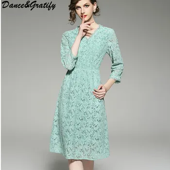 New 2018 Casual V-neck Lace Party Dress Women's Elegant Solid Office Work Wear Mid-calf Dress
New 2018 Casual V-neck Lace Party Dress Women's Elegant Solid Office Work Wear Mid-calf Dress