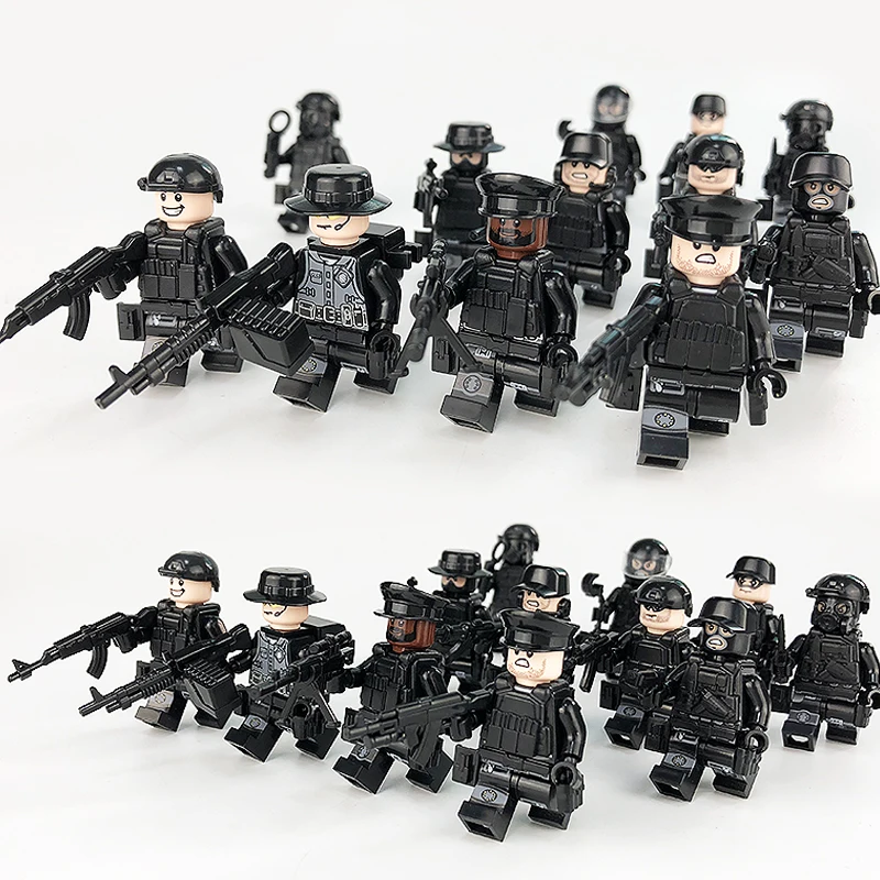 12PCS Compatible Legoed City Police Swat Team Mini Army Soldiers Figures With Weapon Guns Military Building Blocks Toys For Boys
12PCS Compatible Legoed City Police Swat Team Mini Army Soldiers Figures With Weapon Guns Military Building Blocks Toys For Boys