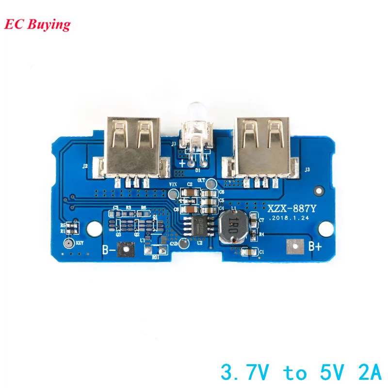 3.7V to 5V 2A Dual Micro USB Boost Step Up Power Supply Module Power Bank DIY 18650 Lithium Battery Charger Board Kit
3.7V to 5V 2A Dual Micro USB Boost Step Up Power Supply Module Power Bank DIY 18650 Lithium Battery Charger Board Kit
