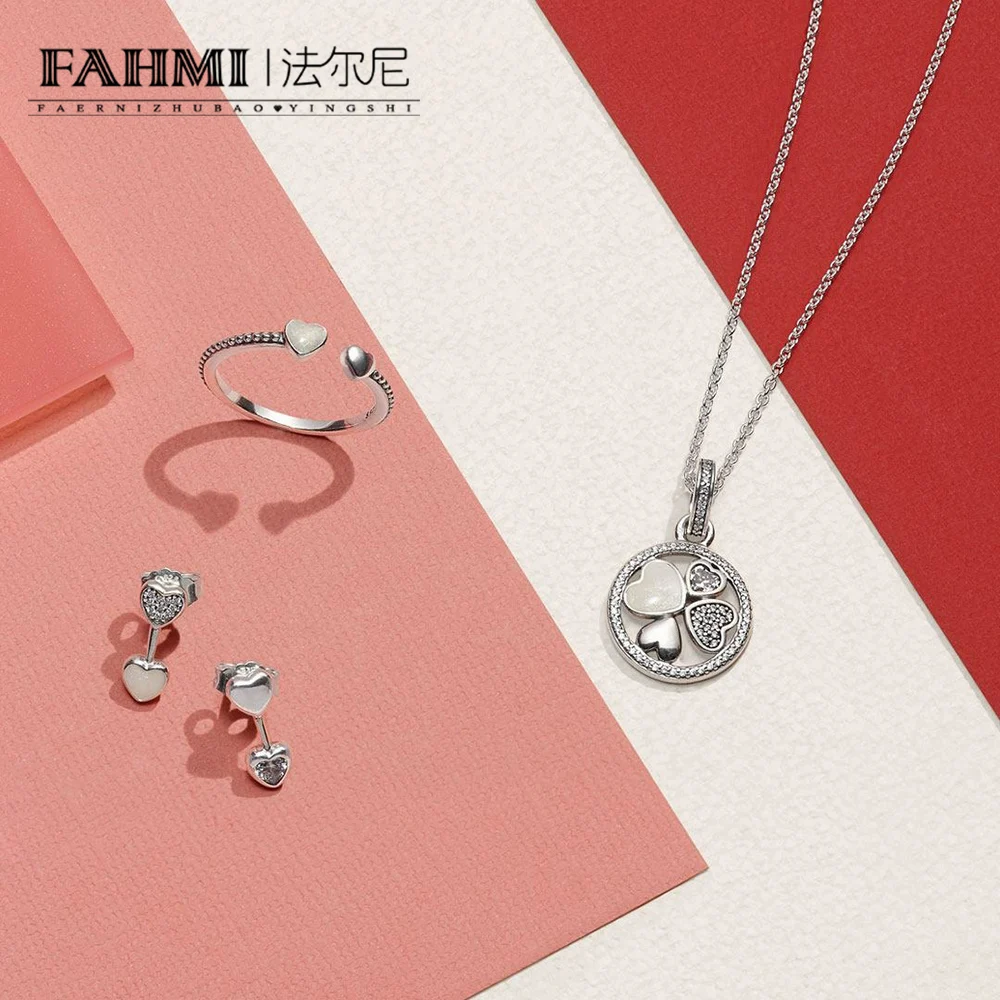 FAHMI 100% 925 Sterling Silver 1:1 Hearts of Love Enamel Ring Stud Earrings Necklace Gift Set Original Personality Jewelry
FAHMI 100% 925 Sterling Silver 1:1 Hearts of Love Enamel Ring Stud Earrings Necklace Gift Set Original Personality Jewelry