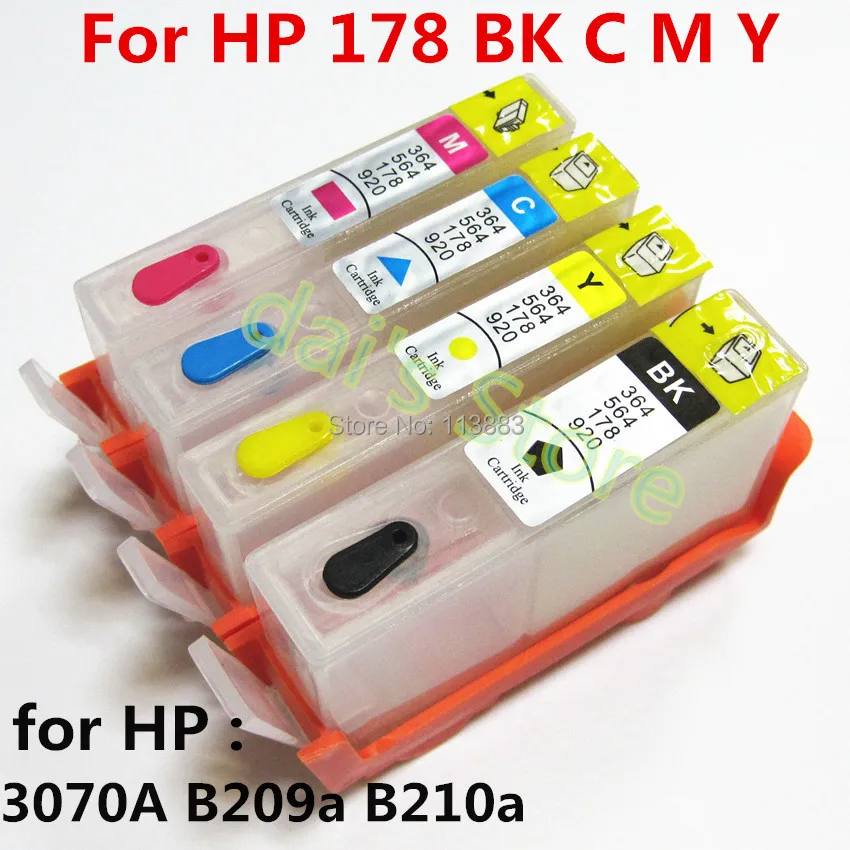 5set For hp178 178XL Refillable ink Cartridge for HP photosmart B209a B210a deskjet 3070A printer with chip 4 color 5set For hp178 178XL Refillable ink Cartridge for HP photosmart B209a B210a deskjet 3070A printer with chip 4 color<br><br>Aliexpress