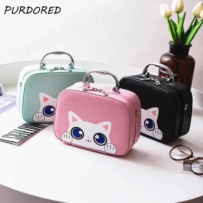 PURDORED 1 Pc Cartoon Cosmetic Box PU Leather Portable Women Cute Cat Makeup Storage Box Travel Wash Storage Bag Organizador
PURDORED 1 Pc Cartoon Cosmetic Box PU Leather Portable Women Cute Cat Makeup Storage Box Travel Wash Storage Bag Organizador