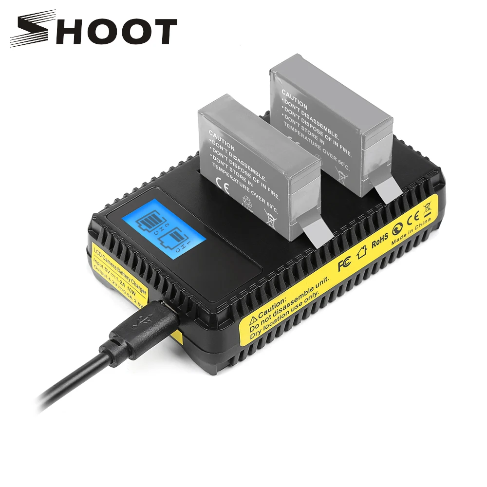 SHOOT Smart LCD Display Dual Port USB Battery Charger for GoPro Hero 7 6 5 Action Camera Charging Cradle for Go Pro Accessory
SHOOT Smart LCD Display Dual Port USB Battery Charger for GoPro Hero 7 6 5 Action Camera Charging Cradle for Go Pro Accessory