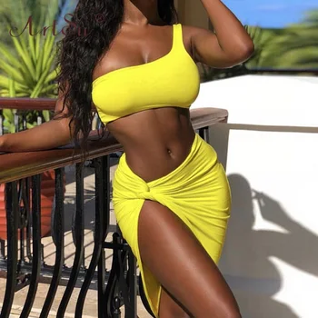 ArtSu Summer 2019 Women 2 Piece Set One Shoulder Crop Top And Knotted Slit Short Skirt Sets Sexy Club Party Outfits Pink Yellow
ArtSu Summer 2019 Women 2 Piece Set One Shoulder Crop Top And Knotted Slit Short Skirt Sets Sexy Club Party Outfits Pink Yellow
