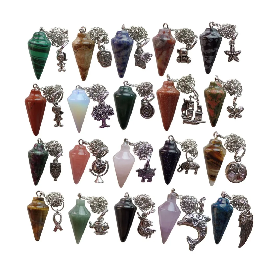 1Pcs Reiki Chakra Of Natural Stone Pendant 23colors Tapered Section Pendulum Crystal Pendant Choose Like Stone
1Pcs Reiki Chakra Of Natural Stone Pendant 23colors Tapered Section Pendulum Crystal Pendant Choose Like Stone