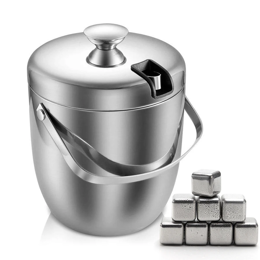 Ice Bucket, Insulated Stainless Steel Double Walled Ice Bucket 2.8L with Lid and Whiskey Chilling Stones for Beer Wine Cooler
Ice Bucket, Insulated Stainless Steel Double Walled Ice Bucket 2.8L with Lid and Whiskey Chilling Stones for Beer Wine Cooler