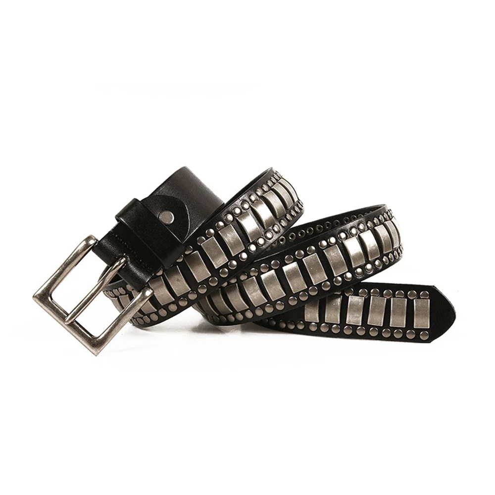 High Quality Male Genuine Cowhide Punk Metal Rivets Belt Men Waistband Real Cow Leather Jeans Cowskin Belts Black Coffee Brown
High Quality Male Genuine Cowhide Punk Metal Rivets Belt Men Waistband Real Cow Leather Jeans Cowskin Belts Black Coffee Brown