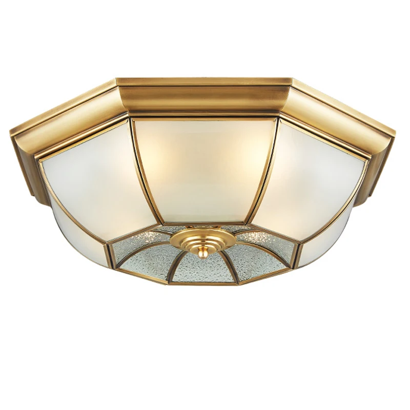 European Full Copper Ceiling Light glass shade All copper Toolery Vintage Luxury Living Room LED E14 bulb Home Lighting Fixture
European Full Copper Ceiling Light glass shade All copper Toolery Vintage Luxury Living Room LED E14 bulb Home Lighting Fixture
