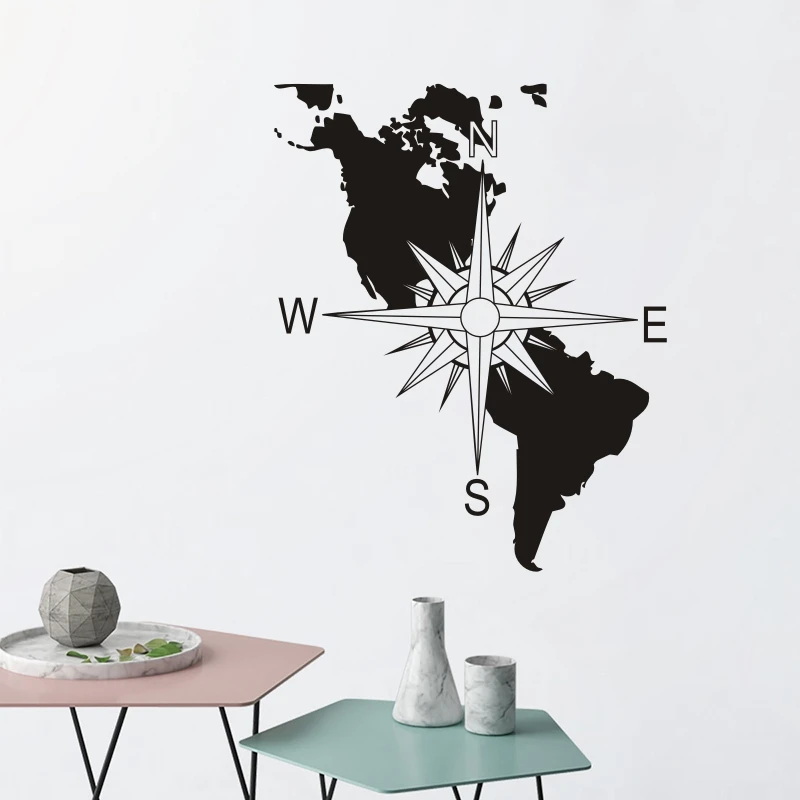 Compass Vinyl Wall Decal America Continent Map Wall Art Mural Navigation Compass Wall Stickers Home Decoration Wall Poster B148
Compass Vinyl Wall Decal America Continent Map Wall Art Mural Navigation Compass Wall Stickers Home Decoration Wall Poster B148