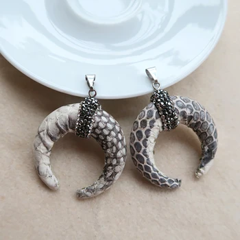 5PCS Natural Snakeskin Genuine Leather Horn Pendant,Pave Rhinestone Crystal Caps Charms,Jewelry necklace making supplies PD83
5PCS Natural Snakeskin Genuine Leather Horn Pendant,Pave Rhinestone Crystal Caps Charms,Jewelry necklace making supplies PD83