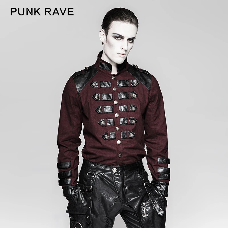Punk Rave Pu Leather Military Uniform Steampunk Fashion Stand-up Collar Men's Motocycle Street T-Shirt Y753RD
Punk Rave Pu Leather Military Uniform Steampunk Fashion Stand-up Collar Men's Motocycle Street T-Shirt Y753RD