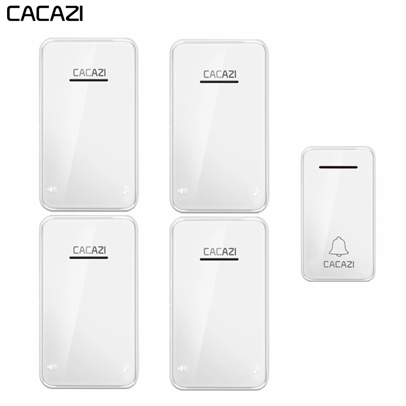 CACAZI Self-powered Wireless Doorbell No Battery Required Waterproof 1 button 4 receiver door ring bell US EU UK Plug 48 Chimes
CACAZI Self-powered Wireless Doorbell No Battery Required Waterproof 1 button 4 receiver door ring bell US EU UK Plug 48 Chimes