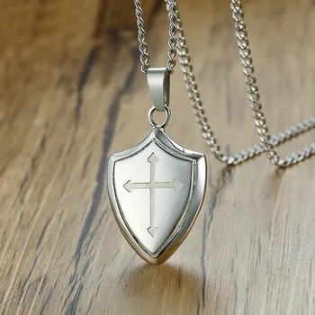 Mens Shield Cross Necklace Shield of Faith Necklace in Stainless Steel Christian Prayer Jewelry
Mens Shield Cross Necklace Shield of Faith Necklace in Stainless Steel Christian Prayer Jewelry