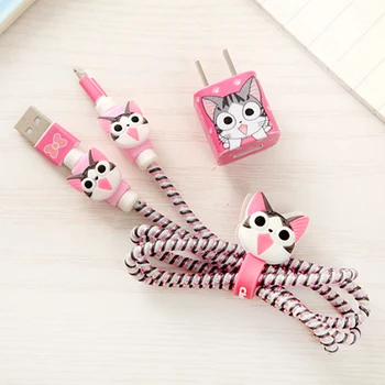 Good Gift Cute Cartoon USB Cable Earphone Protector Set With Cable Winder Stickers Spiral Cord Protector For iphone 5 6 6s 7
Good Gift Cute Cartoon USB Cable Earphone Protector Set With Cable Winder Stickers Spiral Cord Protector For iphone 5 6 6s 7