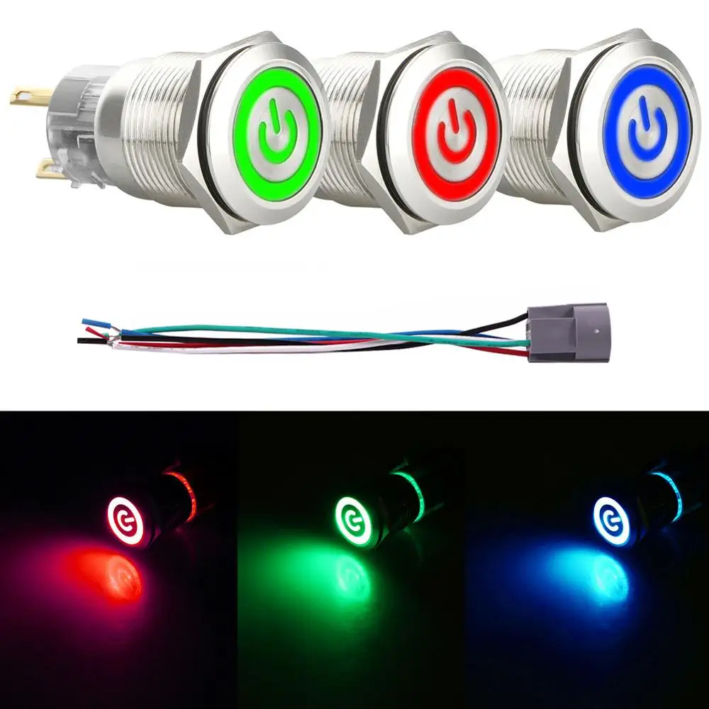 Hot Sale 19mm 12V Self-Recovery Latching LED Switch Button Waterproof Self-Lock Power Symbol ON-OFF Car Push Button Latch Metal
Hot Sale 19mm 12V Self-Recovery Latching LED Switch Button Waterproof Self-Lock Power Symbol ON-OFF Car Push Button Latch Metal