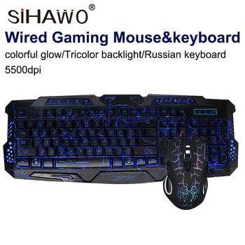 Wired Gaming Mouse & Keyboard Set Colorful Glow Tricolor Backlight Gaming Mouse Keyboard Russian Keyboard 5500dpi Waterproof
Wired Gaming Mouse & Keyboard Set Colorful Glow Tricolor Backlight Gaming Mouse Keyboard Russian Keyboard 5500dpi Waterproof
