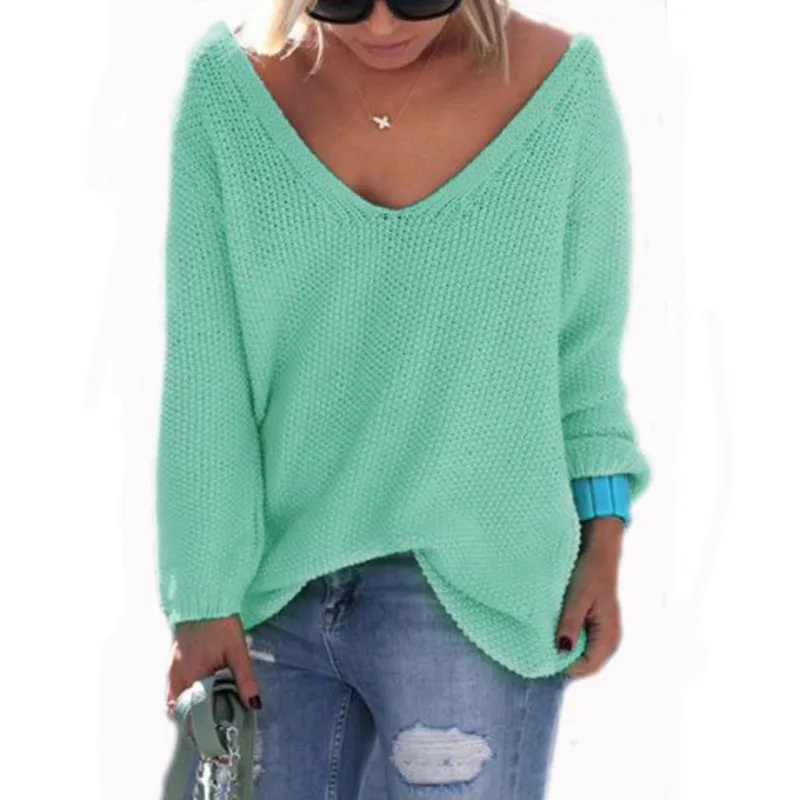 Autumn Sexy Knitted Sweaters Women V-Neck Warm Pullover Winter Thicken Women Plus Size Sweater Female Loose Sweater Knitted
Autumn Sexy Knitted Sweaters Women V-Neck Warm Pullover Winter Thicken Women Plus Size Sweater Female Loose Sweater Knitted