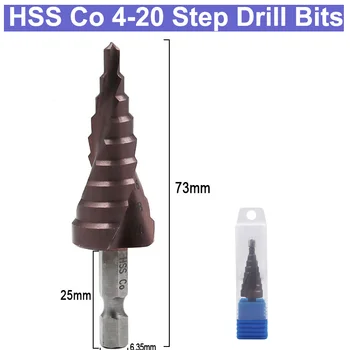 M35 HSS Co 4-20mm hex shank double-edged spiral groove step drill bit Stainless steel metal hole opener
M35 HSS Co 4-20mm hex shank double-edged spiral groove step drill bit Stainless steel metal hole opener
