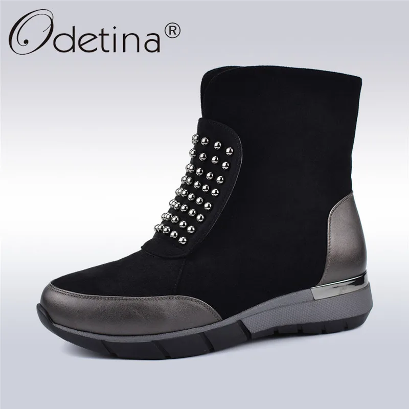 Odetina New Fashion Warm Winter Snow Boots Women Lady Flat Platform Sneaker Boots With Rivet Non-slip Thick Fur Booties Big Size 
Odetina New Fashion Warm Winter Snow Boots Women Lady Flat Platform Sneaker Boots With Rivet Non-slip Thick Fur Booties Big Size