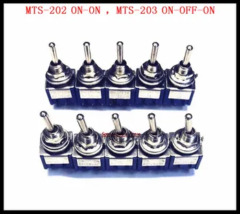 

20pcs/Lot MTS-202 ON-ON / MTS-203 ON-OFF-ON 6-Pin DPDT Toggle Switch 6A 125VAC/3A 250VAC Mini Switches Lever Switch