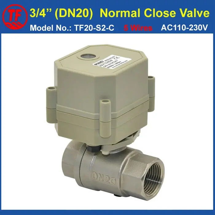 2/5 Wires Water Electric Normally Open/Close Valve AC110V-230V 2 Way BSP Or NPT 3/4'' Stainless Steel DN20 Automated Valve
2/5 Wires Water Electric Normally Open/Close Valve AC110V-230V 2 Way BSP Or NPT 3/4'' Stainless Steel DN20 Automated Valve