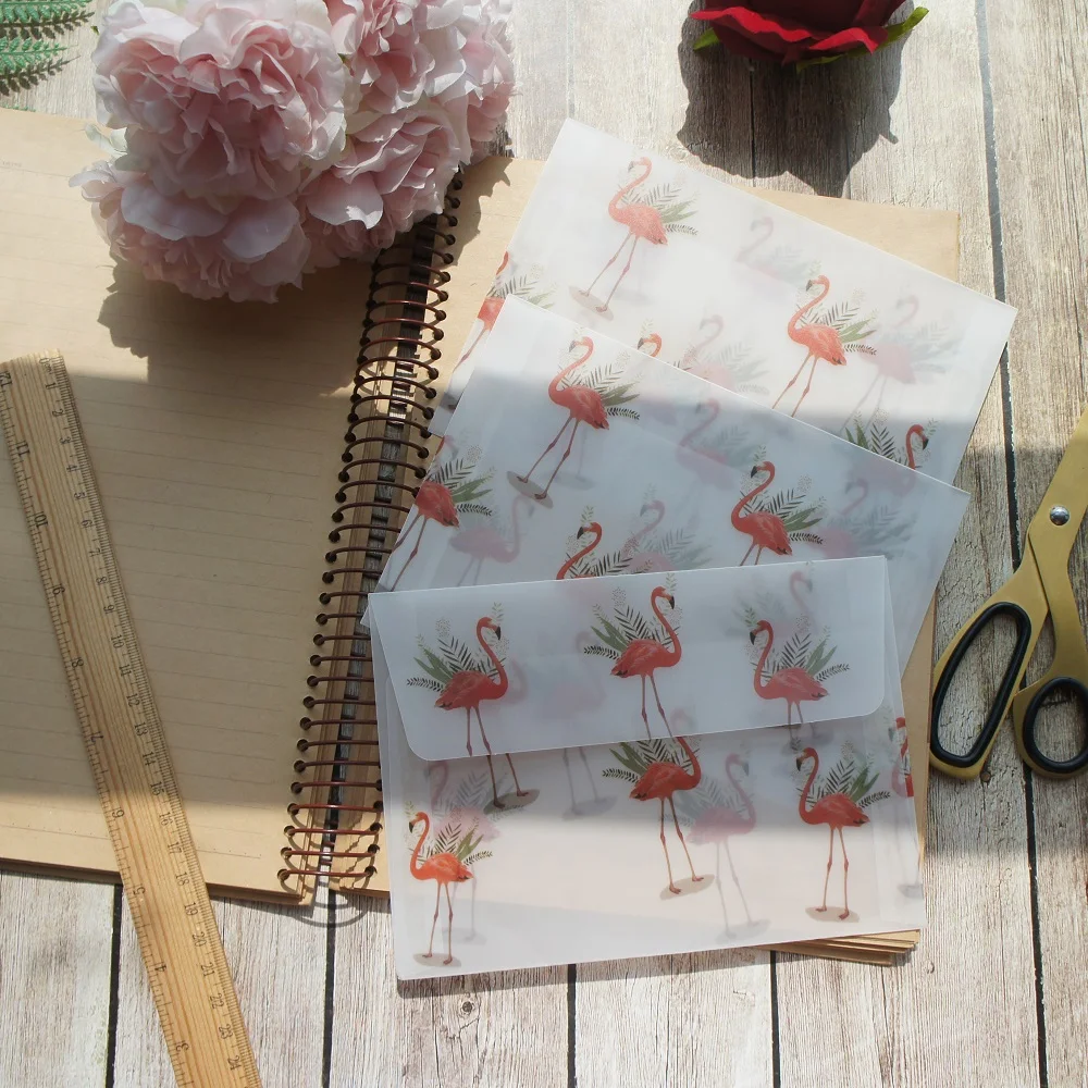 11.8*17.5cm 3pcs Flamingo Design Envelop As Postcard Message Card Invitation Envelop Transparent with Seal Sticker
11.8*17.5cm 3pcs Flamingo Design Envelop As Postcard Message Card Invitation Envelop Transparent with Seal Sticker