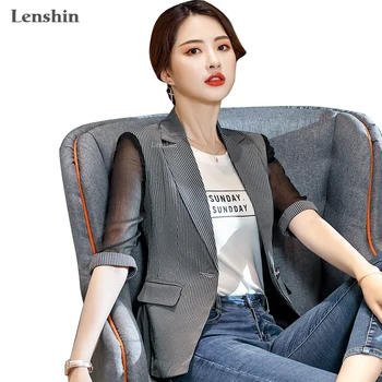 Lenshin Striped Jacket for Women Patchwork Female Casual Style Breathable Coat Half Sleeve Blazer Single Button Tops Outwear
Lenshin Striped Jacket for Women Patchwork Female Casual Style Breathable Coat Half Sleeve Blazer Single Button Tops Outwear