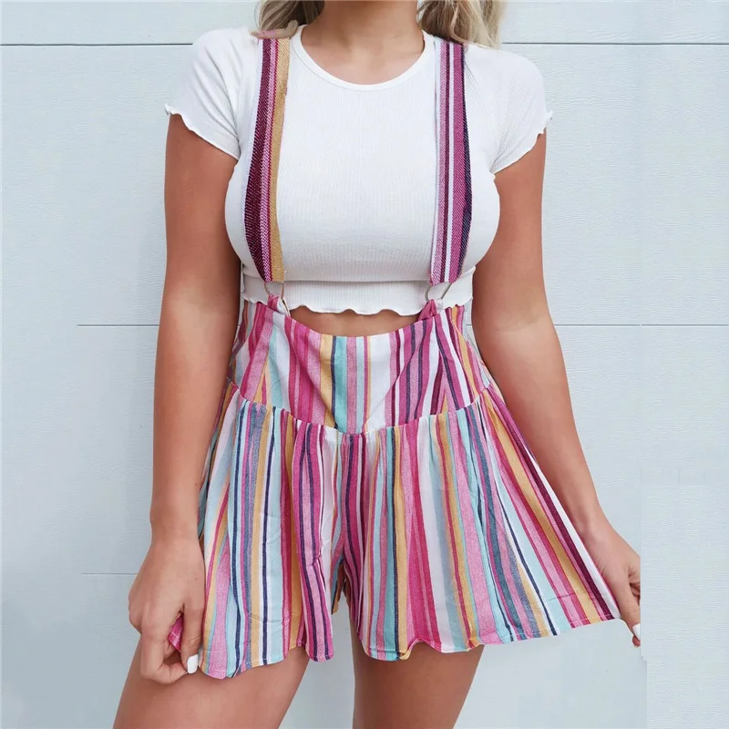 Fashion Women Colourful Rainbow Striped Shorts Elegant Ladies High waist Overalls Trousers Casual Summer harajuku Streetwear
Fashion Women Colourful Rainbow Striped Shorts Elegant Ladies High waist Overalls Trousers Casual Summer harajuku Streetwear