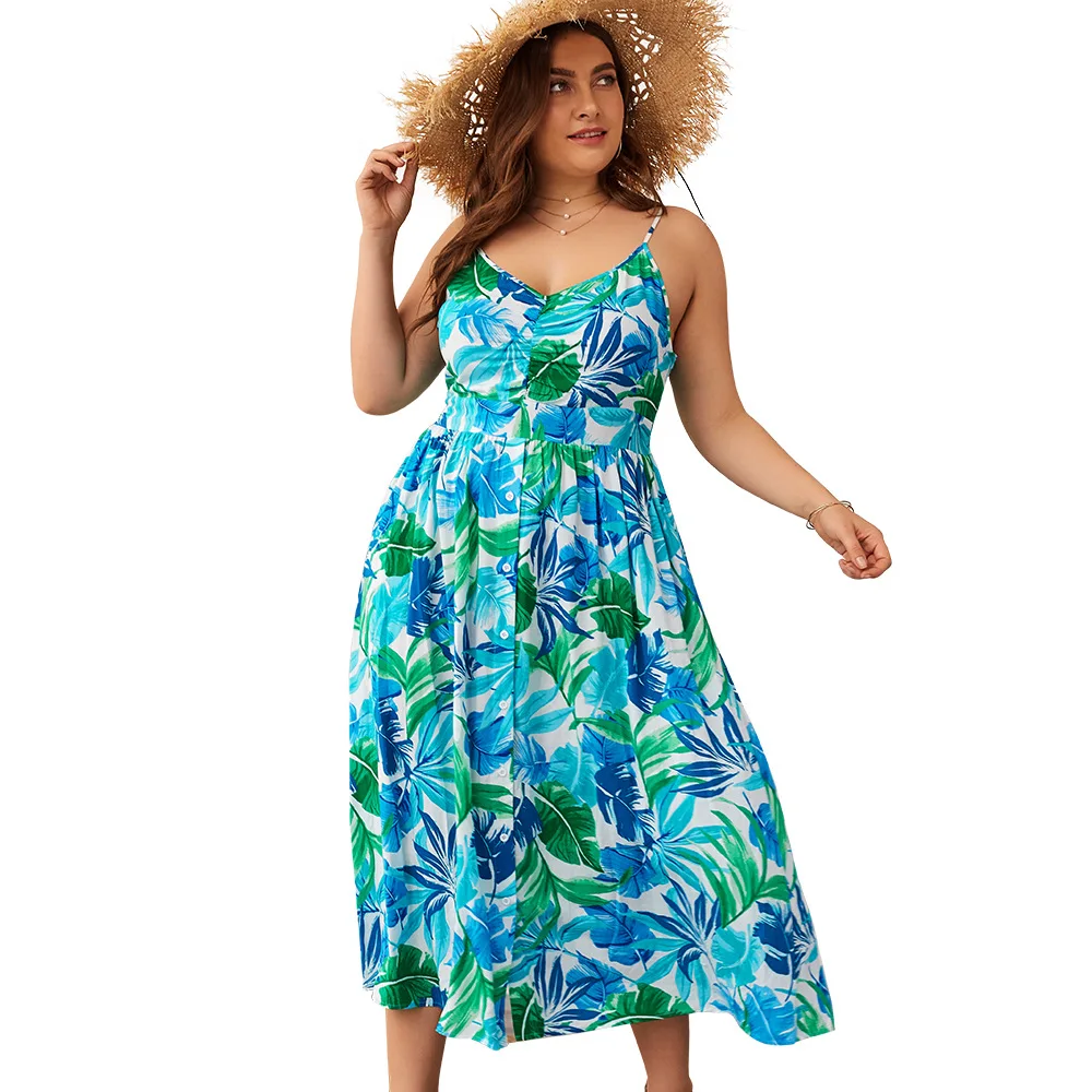 Strap Dress Women Deep V-Neck Backless Blue Flower Printed Sleeveless Backless High Waist Beach Plus Size 3XL 4XL Dress Ladies
Strap Dress Women Deep V-Neck Backless Blue Flower Printed Sleeveless Backless High Waist Beach Plus Size 3XL 4XL Dress Ladies