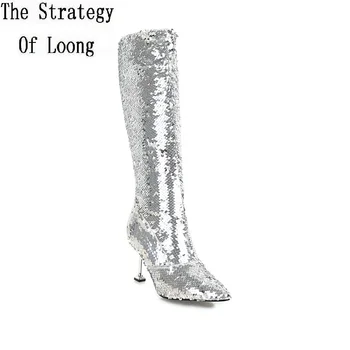 Spring Autumn Pointed Toe Bling Knee High Women Long Boots New Arrival Lady Winter Thin High Heels Knight High Boots 20180726
Spring Autumn Pointed Toe Bling Knee High Women Long Boots New Arrival Lady Winter Thin High Heels Knight High Boots 20180726