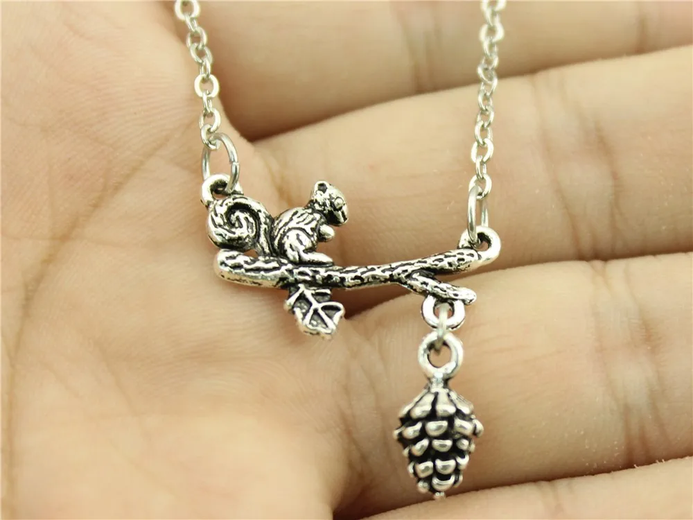 WYSIWYG Fashion Antique Silver, Antique Bronze Color Cute Squirrel With Branch And Echinacea, Squirrel And Hazelnut Necklace
WYSIWYG Fashion Antique Silver, Antique Bronze Color Cute Squirrel With Branch And Echinacea, Squirrel And Hazelnut Necklace