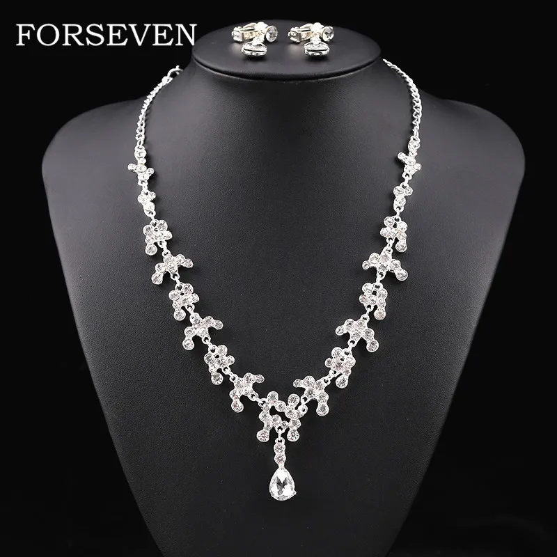 Rhinestone Crystal Waterdrop Necklace Earrings Jewelry Set For Wedding Bridal Accessory Alloy Necklace and Ear Clips Neck Jewelr
Rhinestone Crystal Waterdrop Necklace Earrings Jewelry Set For Wedding Bridal Accessory Alloy Necklace and Ear Clips Neck Jewelr